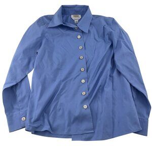 Talbots Petites Wrinkle Resistant Blue Button-Down Shirt Size 8